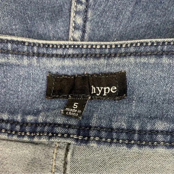 Trendy “Hype” High-Waisted Denim Shorts - Size 5. Distressed - Picture 3 of 5